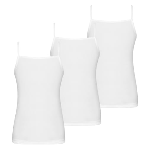AUYAO Mädchen Unterhemd 3 Stück Tank Top Hemdchen Mädchen Kinder Armellos Spaghettiträger Träger Top Weiß Crop Tanktops Girl Unterwäsche Unterhemd Base Tshirts Unterhemden Tops Camis für Mädchen (150)
