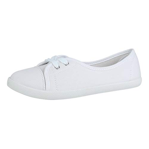 Elara Damen Ballerinas Sneaker Schnürer Chunkyrayan 1413 White 37M