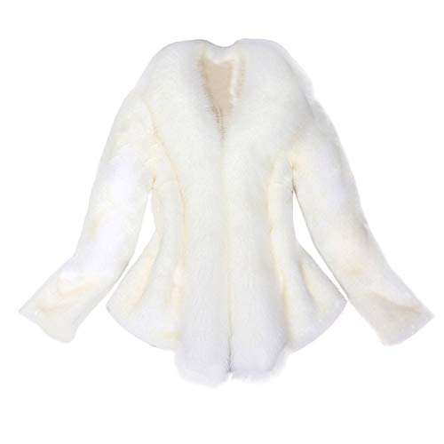 Generisch Mantel Damen Winter Elegant Clearance, Faux Fur Jacke Frauen Warm Fellmantel Weiß Hochzei Pelzjacke LangarmAilliert Winterjacke Kurz Felljacke-üBergangsjacke Kunstpelz Jacke Flauschjacke