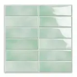 10 Stück Metro Fliesen Fliesenaufkleber Klebefliesen,30,5 x 30,5cm Hellgrün Selbstklebend Fliesen Wandfliesen für Bad Küche RV