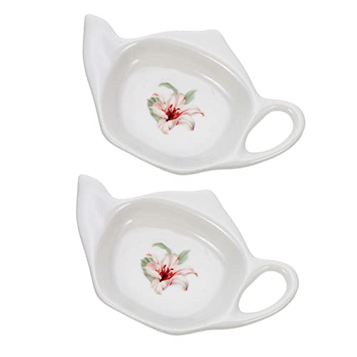 BESTonZON 2st Teebeutel Untertasse Teebeutelhalter Keramik Teebeutelbehälter Vorspeisenteller Löffelablage Aus Porzellan Beilage Organizer Für Teebeutelhalter Weiß Reisen China Klassisch