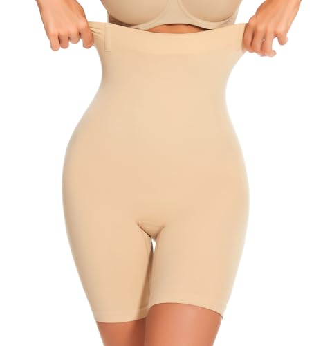 SIMIYA Bauchweg Unterhose Damen Hohe Taille Body Shaper Miederhose Unterwäsche Kurze Figurformende Miederpants Shorts（Beige-01, XL）