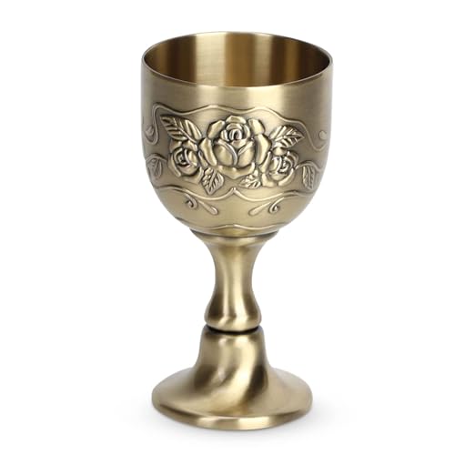 Mittelalterlicher Kelch, Vintage Kelch Der Heilige Gral Kelch, Vintage Weinglas, Der Goldene Schöner Weinbecher, Handgemachte Geprägte Blume Kelch Schnaps Becher, Kupfer Tasse