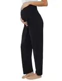 Joyaria Freizeithose für Schwangere Frühling Schwangerschaftshose Lang Viskose Umstandshosen Bequem Jogginghose/Sporthose/Yogahose(Schwarz,XL)