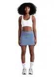 Sportkind Mädchen & Damen Tennis, Hockey, Golf Basic Skort, Rock mit Innenhose, atmungsaktiv, UV-Schutz, grau blau, Gr. M