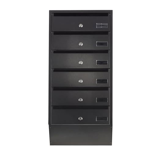 Safes UK Mehrbelegungsbriefkasten - Wohnungsbriefkasten mit Namensschild und abschließbarem Ablagefach - Sicherer Wandbriefkasten für Wohnungen, Schulen und mehr - Schwarz (Apartment Postbox 6)