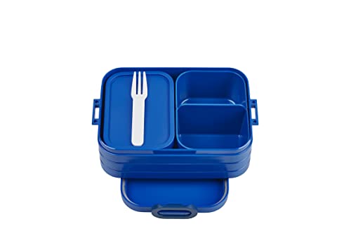 Mepal Bento Brotdose Midi Take A Break - Brotdose mit Bento Box - Für 2 Sandwiches oder 4 Brotscheiben - Lunchbox für kleine Snacks & Reste - Brotdose Erwachsene Essenbox mit Fächern - Vivid blue