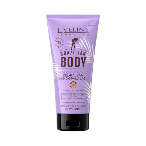 Eveline Cosmetics Brazilian Body Firming Selbstbräunungs-Gel-Balsam mit Erythrulose, DHA & Vitamin E - Vegane Formel für natürliche, strahlende Bräune & hydratisierte Haut