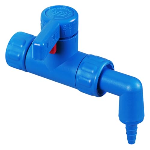 Bürkle Polypropylen/Polycarbonat Auslaufwinkel mit Reduziertülle für StopCock Ablasshahn, 6-8mm Durchmesser, Blau