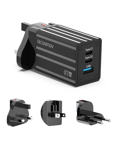 67W USB C Charger, 65W USB C Fast Travel Charger with EU UK US Plug, PD3.0 Charge Power Supply, PPS Adapter Compatible with MacBook Pro Air, iPad, iPhone 16 Pro/15, Galaxy S24, Pixel, Steam Deck
