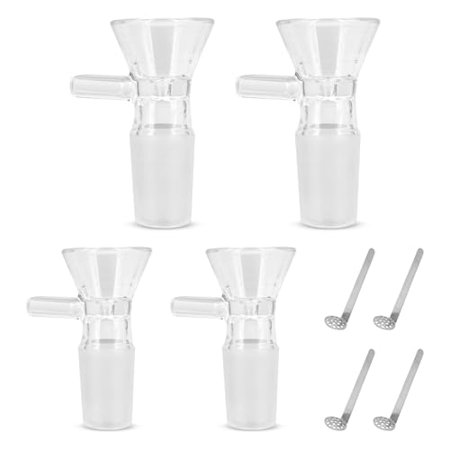 Bong Kopf für Glaspfeife Vorkühler 18,8 - Glaskopf 18.8 kopf für Bongpfeife Glas Chillum 18,8, Glasbong Bong Zubehör 4 PCS Universeller Bongkopf Glas 18,8 Schliff mit 4 PCS Reinigungsbürste 12mm (4+4)