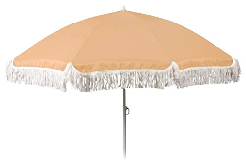 Meinposten Sonnenschirm UV-Schutz 30+ Strandschirm mit Fransen Balkonschirm Schirm Ø 155 cm GELB