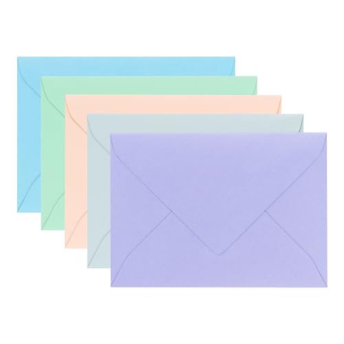 ÖKI Briefumschläge Pastellset | Für Grußkarten, Einladungen, Geburtstagskarten | Blau, Grün, Pfirsich, Grau, Lila | Briefkuvert/Briefhülle | Größe B6 125 x 176mm | 10 Stück