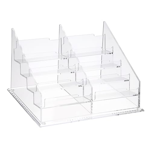 SUMTree Acryl Visitenkartenhalter Visitenkarten Display Organizer 8 Fächern Visitenkartenaufsteller Visitenkartenbox Visitenkartenständer für Schreibtisch Visitenkarten-aufbewahrung für Büro