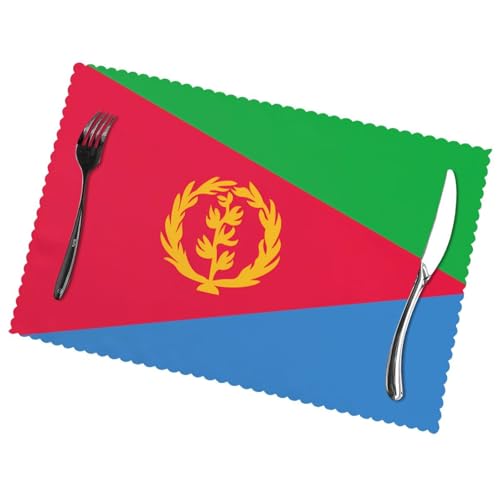 Platzsets mit eritreischen Flaggenmuster, Blumenmuster, Küche, Tischsets, Hotel, Party, Tischdekoration, 45,7 x 30,5 cm, 6 Stück