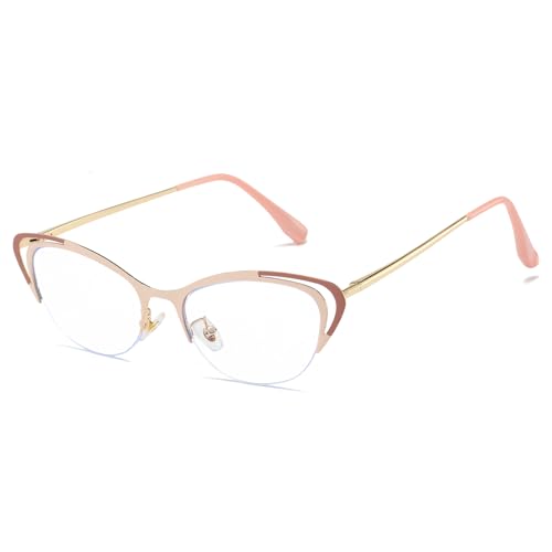 LJCZKA Kleine Blaulichtfilter Brille Katzenauge für Damen Retro Katzenaugen Brillengestelle Damen Ohne Stärke Frauen für PC, TV and Handy