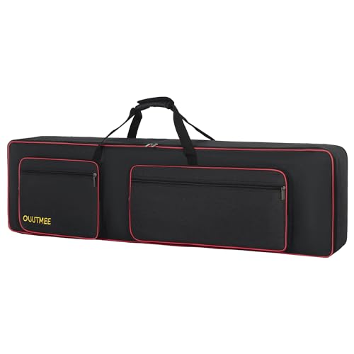 OUUTMEE tasche 88 keyboard, für E-Klaviere, 600D Oxford-Stoff mit 10 mm Startseite, Gigbag (schwarz) Stoßfest, wasserdicht, vier Eckenschutz