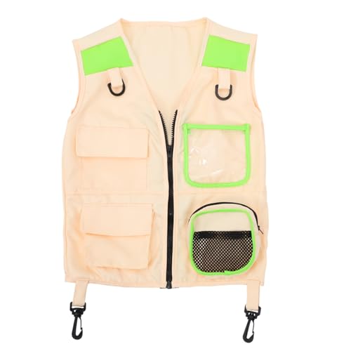 BESTonZON Grüne Outdoor-Entdeckerweste aus Stoff – Rollenspiel-Kostüm für Kinder mit Abenteuer-Design, Ideal für Angelausflüge, Theaterbühnen & Naturerkundung (Kinder-Outdoor-Kleidung für Festivals