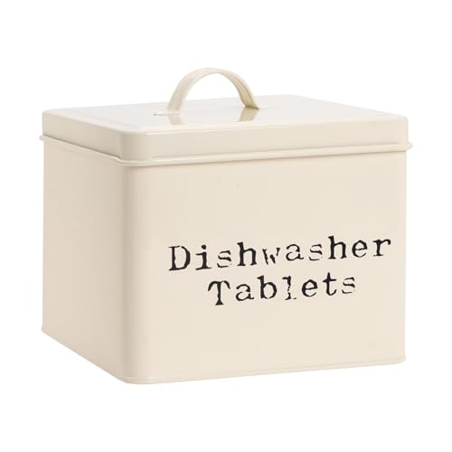 Harbour Housewares Vintage Metall -Spülmaschinen -Tabletten Kanister - Creme