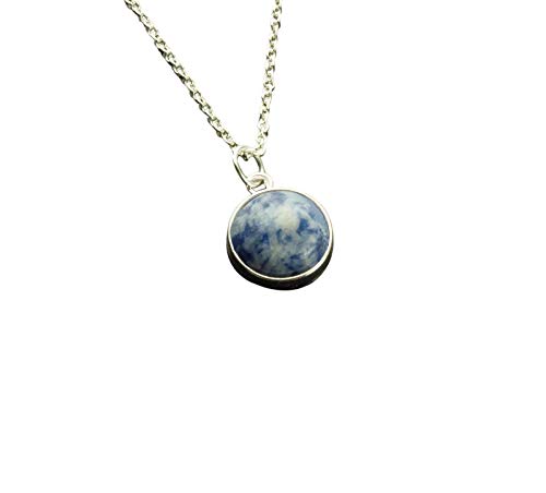 Kette Sodalith Nahcolith Midnight blue weiß blau Edelstein Cabochon Anhänger silbern golden bronze Juvelato