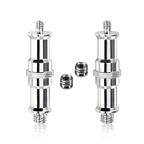 SPEEDWOX 2 Stück Metall-Außen-Konverter-Gewinde-Adapter, Standard 1/4 auf 3/8 Zoll Zapfenbolzen, Lichtständer-Adapter-Set mit 2 Stück 1/4 Zoll Buchse auf 3/8 Zoll Außenschrauben, Adaptermutter
