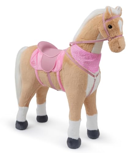 Ella & Piet® Großes XXL Stehpferd Stella mit Sattel 105 cm - Beige/Rosa - Standpferd Pferd Reitpferd