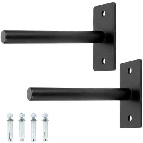 QWORK® 2 Stück Wandmontage Hantelscheiben Halterung, für 2.5 cm/3cm/5cm, Robuste Stahlkonstruktion Hantelscheiben-Halterung mit Montageankerbolzen, Kapazität Max. 220 kg