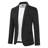 Allthemen Herren Sakko Sportlich Modern Stretch Blazer Männer Slim Fit Freizeit Business Anzugjacke Schwarz XL