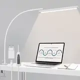 BIENSER Schreibtischlampe LED Klemmbar, 1100LM Schwanenhals Klemmleuchte, Architektenlampe Arbeitsleuchte 5 Farben X 10 Helligkeitsstufen Dimmbar, Augenschutz Klemmlampe, Büro Tischlampe, Weiß
