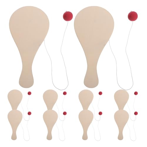 Amosfun 10 StüCk Holz-PaddleballschläGer FüR Kinder – Diy Bastelset Zum Malen Und Spielen, Ideal FüR Kindergeburtstage Und FamilienaktivitäTen