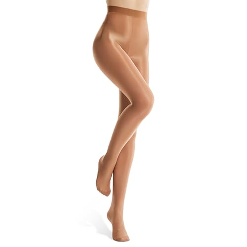 Damen Glossy Glänzende Tanzen Stage Strumpfhose,70d Hohe Elastizität Fiber Strumpfhosen，glänzende FeinStrumpfhose Strumpfhose Damen Tanzstrumpfhose Ballett Für Aufführungen Eislaufen Un Täglich Braun