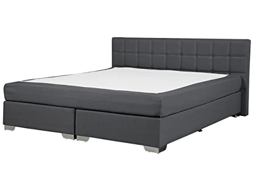 Beliani Graues Boxspringbett mit Polsterbezug 180 x 200 cm modern Admiral