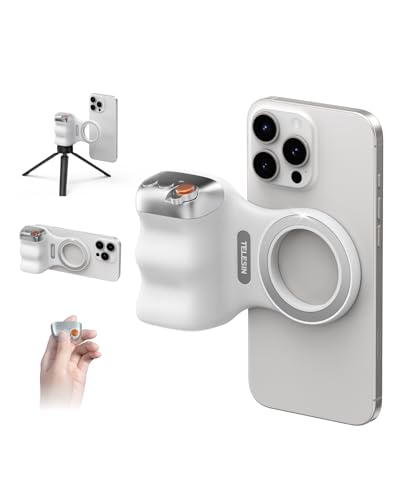 TELESIN Fun Shot Smartphone Handle Grip, Magnetic Smartphone Grip mit Abnehmbarer Bluetooth-Fernbedienung - MFI Zertifizierung - 1/4" Gewinde, Handy Handle Grip für iPhone Android Selfie Vlog TIKTOK