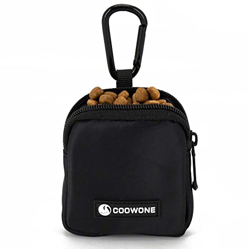 COOWONE wasserdichte Leckerlitasche für Hunde, Leckerlitasche für Hundetraining, integrierter Kotbeutelspender, verstellbare Umhängetasche (Blk)