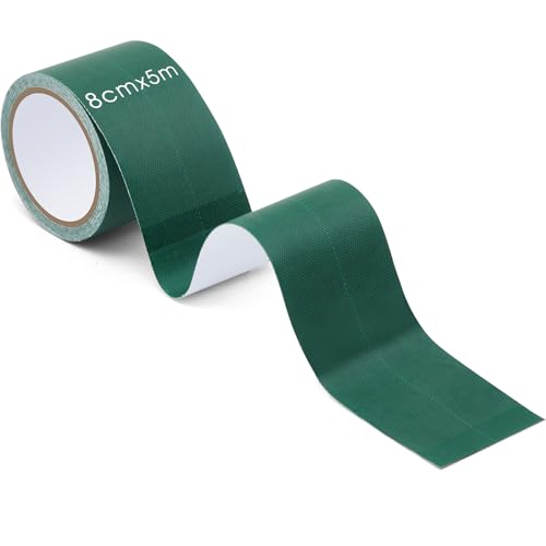 Sinmoe PVC Planenband Lkw Markisenstoff Reparaturset Wasserdicht 8cm ∗ 5m Zelt Flicken Reparatur Klebeband für Kfz Anhänger Flugzeug Flicken Gewebeplane Trampolin Planen Kleber(Grün)