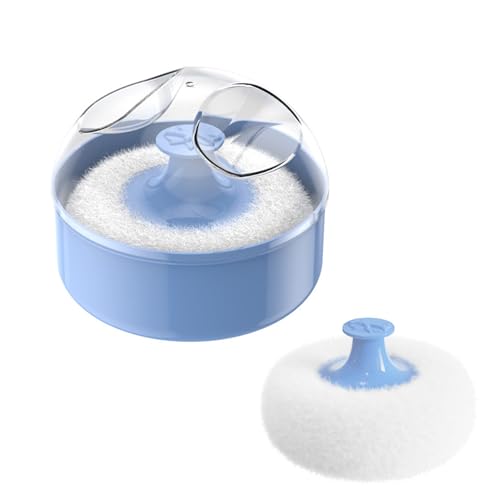 Puderdose Puderquaste,Puderquaste Körperpuder mit Puderdose Kasten Leer,Blau Puderdose Leer Kunststoff mit Puff,Tragbarer Körperpuder Staubpuderdose mit Flusenquaste,für Zuhause und Reisen