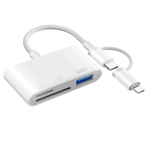 Loydia SD Kartenleser USB C SD Card Reader, 3-in-1 Lightning Kartenleser Kamera Kartenlesegerät Adapter, Plug & Play, SD-Karten Adapter für iPhone Fotografie Speicherkartenadapter für iPhone15/13/11/X