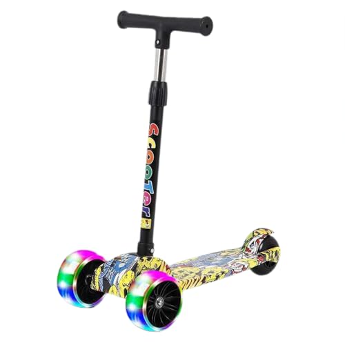Faltbarer Graffiti -Roller - 3 Radroller, farbenfeiter Faltbarer Roller, Urban Stunt Scooter | 58x25x55cm Höhenverstellbares Nicht-Schlupf-Deck mit LED-Lichtrad, Outdoor-Aktivitäten für Mädchen