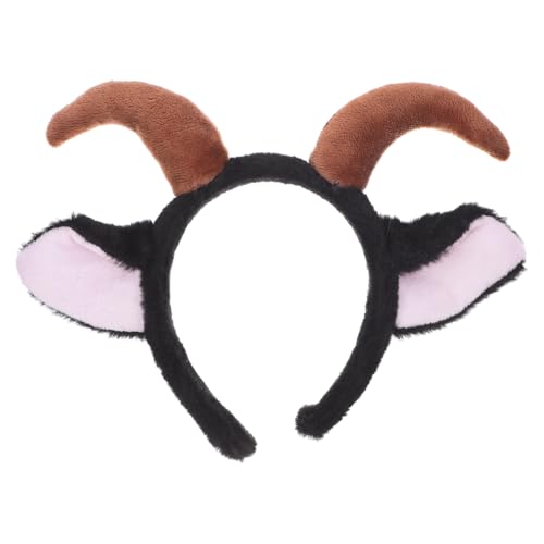 FOMIYES Niedliches PlüSch Schaf Ohren Stirnband Mit ZiegenhöRnern, Elastisches Tierohr Haarband FüR Kinder Und Erwachsene, Perfekt FüR Halloween, Weihnachten, Cosplay Und Party Requisiten