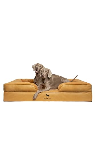 NOAH & PAW Riesiges Hundebett, XXL, 140 x 114 x 27 cm, orthopädisches Hundebett, Eierschalen-Memory-Schaum mit kühlendem Gel, Innenbezug, wasserdicht, maschinenwaschbar (vegane Leder-Sofa-Kollektion)