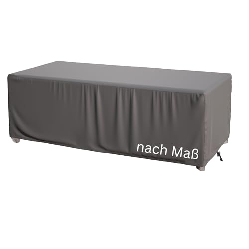 CoverMe Abdeckung nach Maß für rechteckige quadratische Objekte Gartenmöbel Sitzgruppe Lounge Tisch wasserdicht atmungsaktiv UV-Beständig Outdoor (dunkelgrau, Tisch)