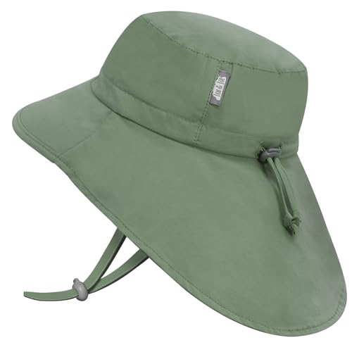 Jan & Jul Sonnenhut für Kleinkinder mit breiter Krempe und verstellbarem Riemen (M: 6-24 Monate, Juniper Green)