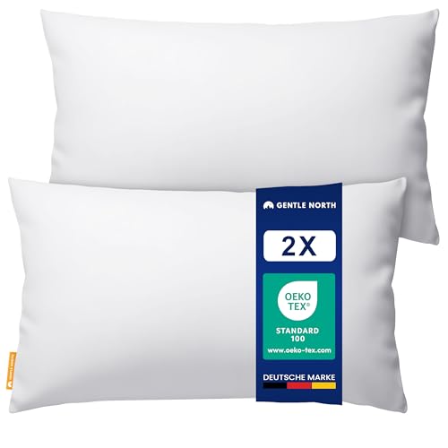 Gentle North Kopfkissen (30x50 cm groß) - 2er Set Kissen für Bett und als Dekokissen - Mit Reißverschluss für Füllung - Sofakissen - Zierkissen für Couch und Sofa - Ökotex - Waschbar bis 60° - Weiß