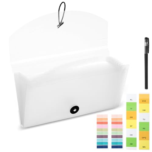 Quittung Coupon Organizer, Fächermappe mit 13 Kleine Taschen Erweiterbare Ordner Dokumentenmappe für Aufbewahrung von Empfang Karten Quittungen Rechnungen Schecks Ordnungsmappe transparent 26 X 15cm