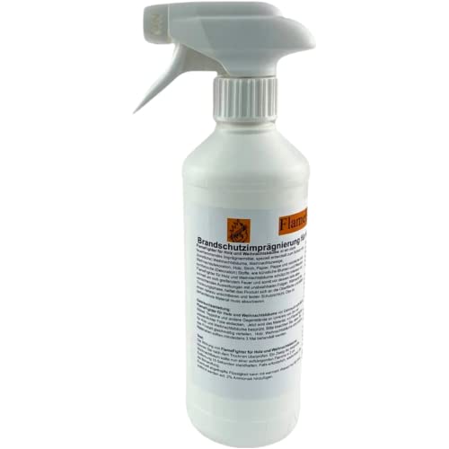 FlameFighter - 500ml Brandschutzimprägnierung für Holz, Papier und Weihnachtsbäume - Brandschutzmittel - Brandausbreitungstest bestanden - Brandschutzklasse 1 - DIN 4102 B1