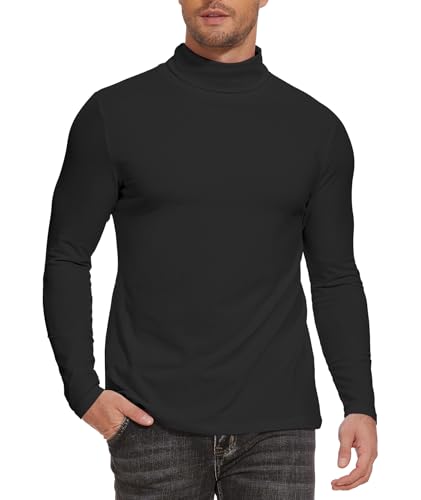 SIHOHAN Herren Rollkragenshirt Basic Rollkragenpullover - Slim fit Langarmshirt Innenfleece Thermounterwäsche Oberteil Langarm Herren Rollkragen Pullover Longsleeve