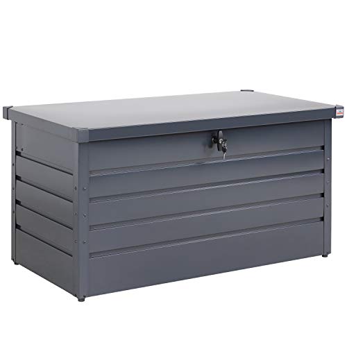 Gardebruk® Auflagenbox 385L Volumen Metall Abschließbar Gasdruckfeder 120x62cm Wetterfest Garten Balkon Keller Gartenbox Gartentruhe Anthrazit