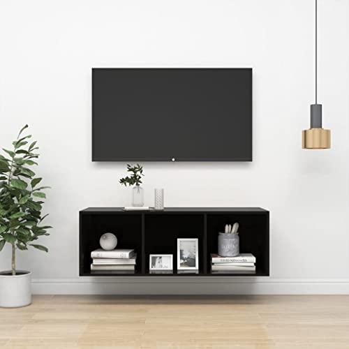 UTSRABFA Fernsehschrank TV Bank Sideboard Phonoschrank TV-Wandschrank Hochglanz-Schwarz 37x37x107 cm Holzwerkstoff Geeignet für Kinosäle, Wohnzimmer, Schlafzimmer, Wohnungen