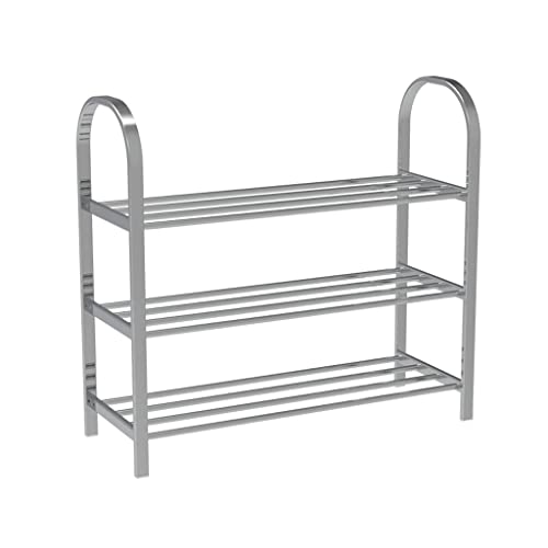 Schuhregalmöbel 3-stufige Schuhwerkstatt, Schuhregal aus Edelstahl, einfaches, Dickes Schuhaufbewahrungsregal aus Metall, ideal für die Lobby, das Wohnzimmer, das Schlafzimmer (bis)