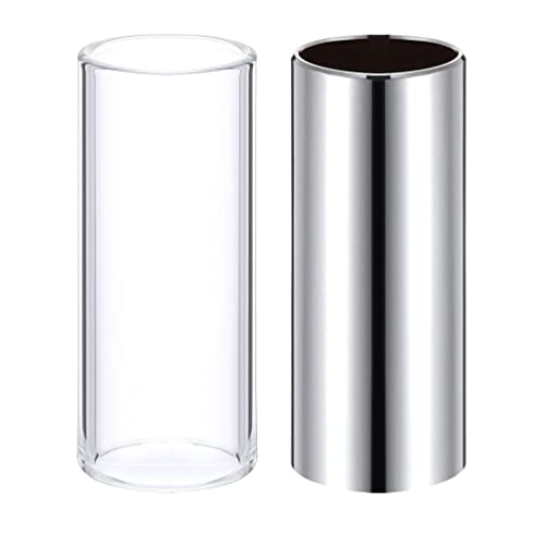 KOMUNJ Slide Gitarre Set, 2 Stücke Glas Slide und Edelstahl Slide Set Instrument Zubehör für Gitarre Bass, für Anfänger und Profis